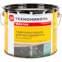 Мастика битумная холодная AquaMast ТЕХНОНИКОЛЬ для фундамента, 10 кг